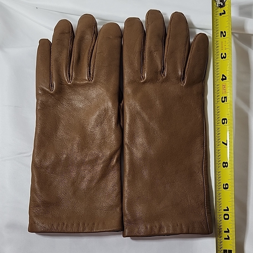 Brown Leather Gloves - womens - medium